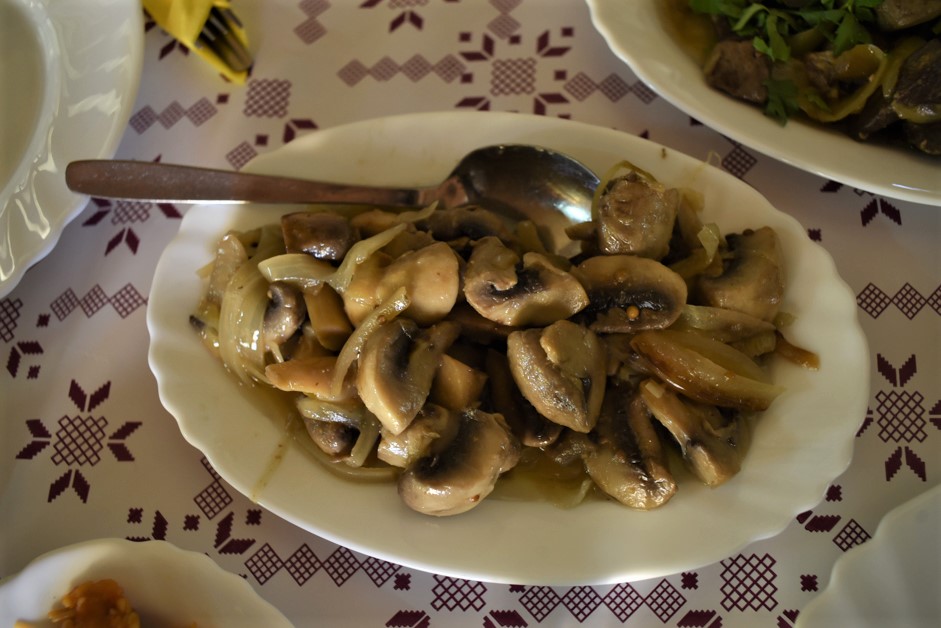 cooked mushrooms - one of the meze you will find in the cyprus villages!
