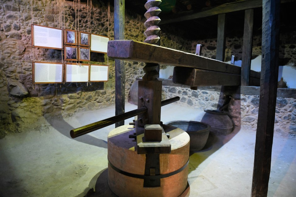 Old olive mill in Linos Museum, Kakopetria