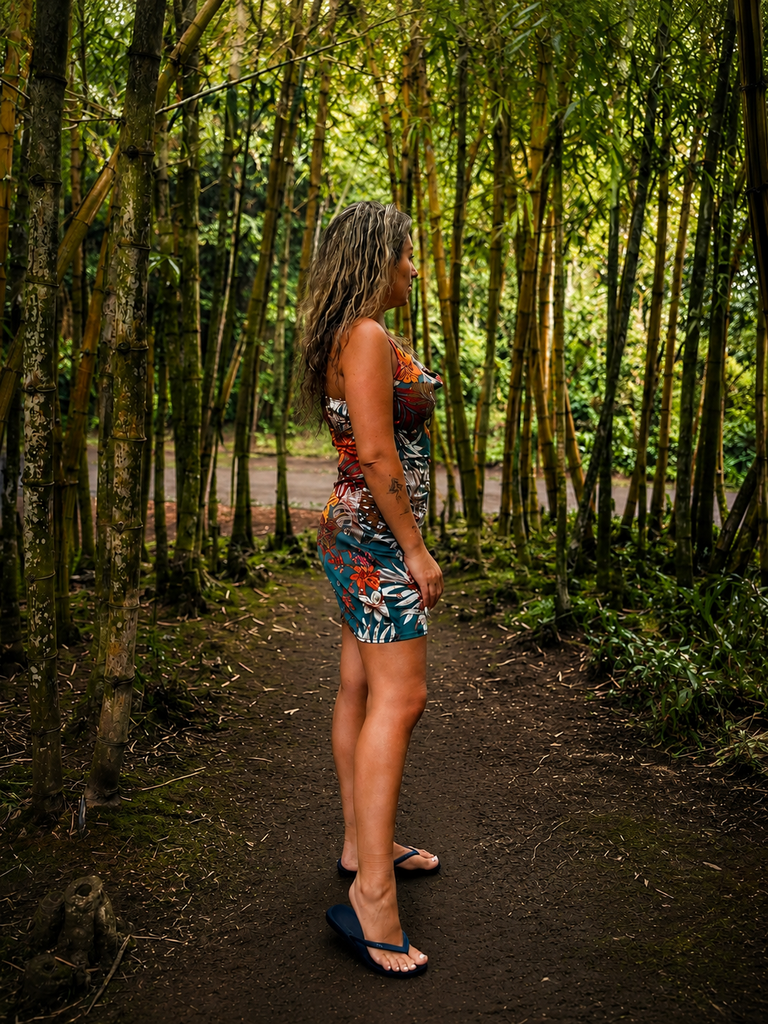 Walking through a bamboo garden in Ponta Delgada, São Miguel, Azores