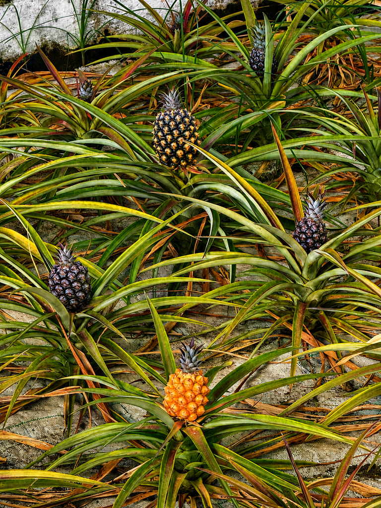 Azorean pineapples growing at a plantation in Ponta Delgada, São Miguel