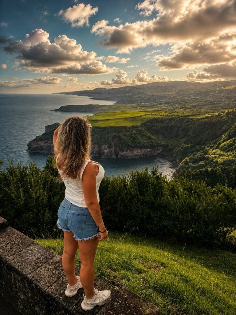 Looking over the dramatic north coast from Miradouro de Santa Iria, São Miguel, Azores