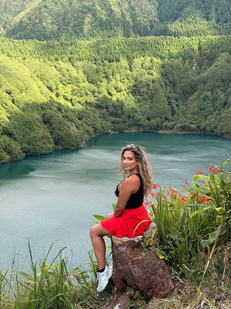 Overlooking Lagoa de Santiago crater lake in São Miguel, Azores